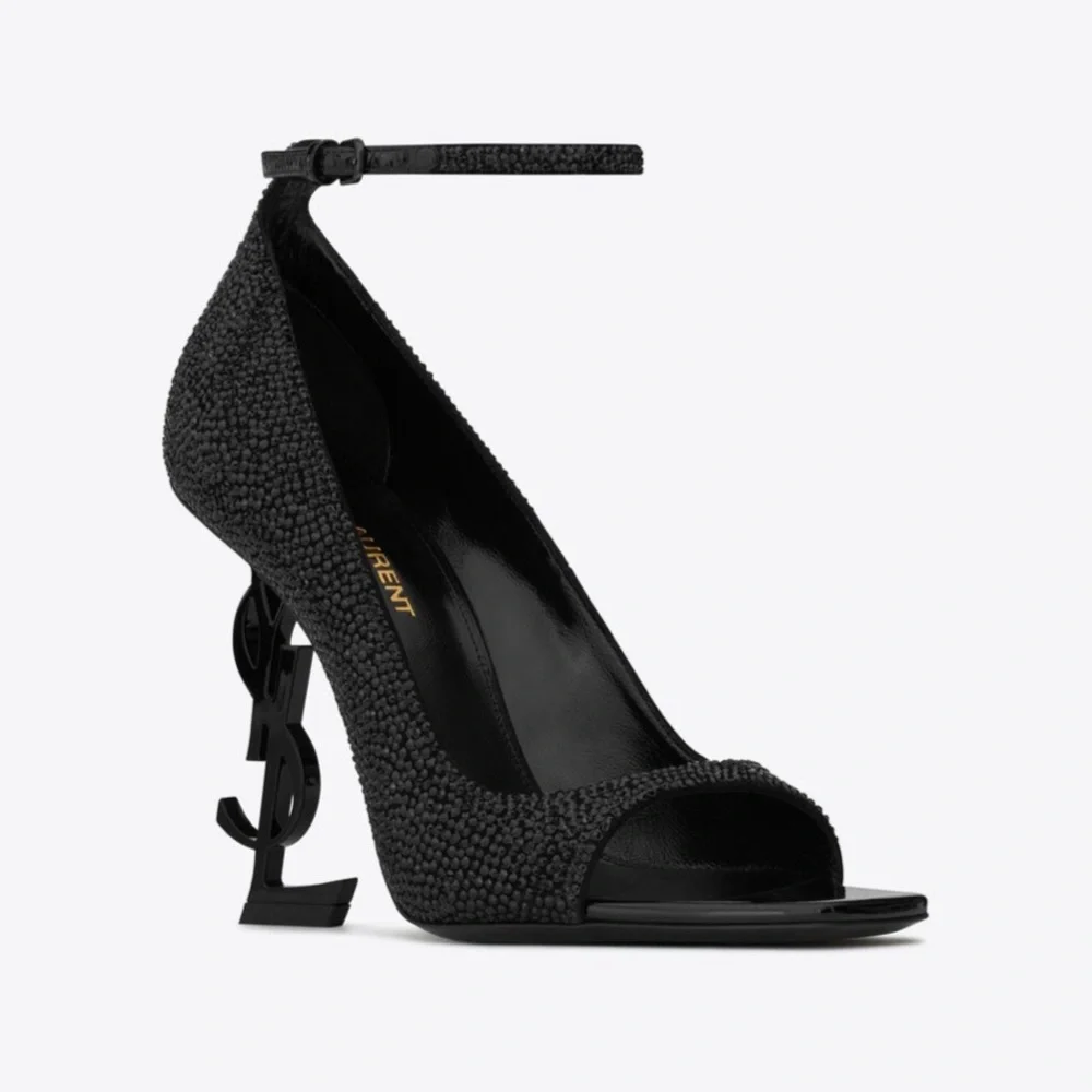 OPYUM OPEN-TOE PUMPS IN SUEDE AND RHINESTONES - Picture 5 of 5